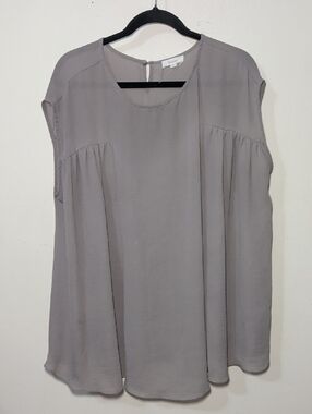 Wishlist Gray Sleeveless Pleated Swing Tunic Oversized Sheer Women's Size M/L